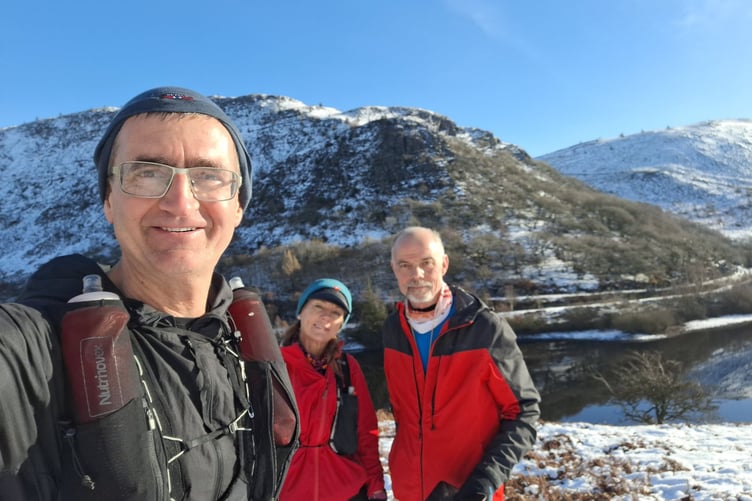 Balazs, Lynwen and Damian in the mid Wales snow