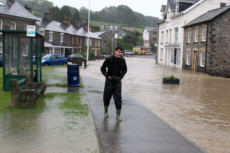 Photo Code DPJ14J122 Photo Arwyn Parry Jones 14June12 Ref Dylan; Floods at Talybont. - Ieuan Dennis of Talybont.