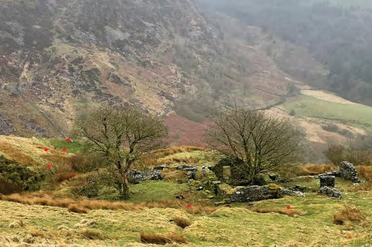 In this area of the valley a cable would be buried under a track that passes to the left and up slope on side of the Hafod Offeiriad ruins. Photo: ENPA plans