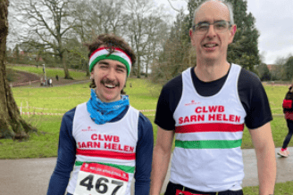 Ollie George and Geraint Thomas at the cross country championships