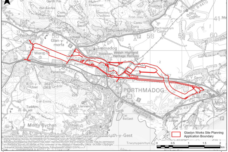 The site plan for the cable works through the Glaslyn estuary.