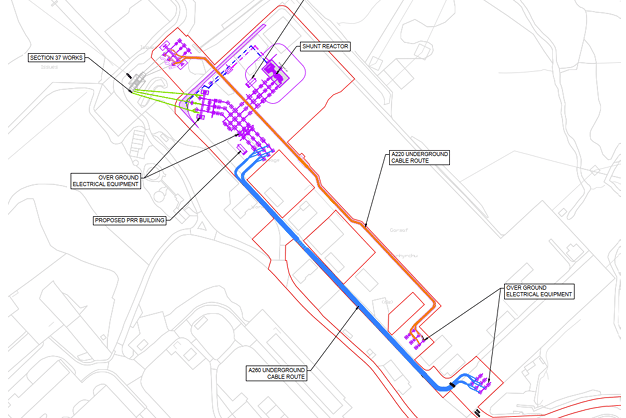 The proposed works at the existing substation in Trawsfynydd.