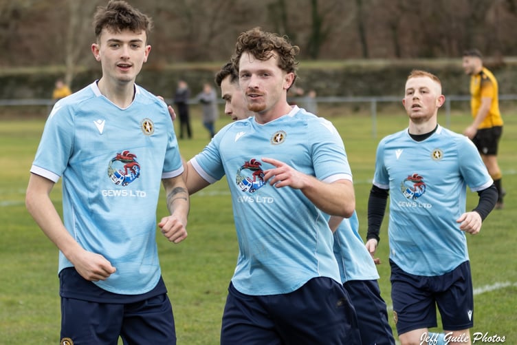 Celebrations after Reece Evans gave Penrhyndeudraeth the lead