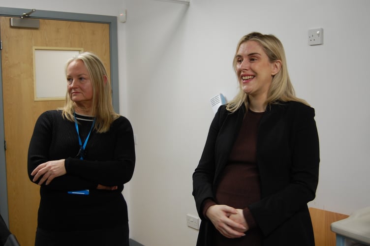Minister Sarah Murphy [right] with Dana Scott, director of midwifery, senior responsible officer for Women’s Health Plan. Photo: The Cambrian News
