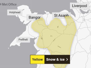 Met Office issues yellow snow and ice warning for parts of Gwynedd