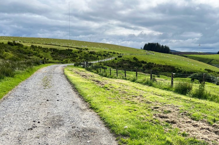 The 82 metre high weather mast at Ban Du. The wind turbines, if approved, would be 2.5 times higher, at 200m. Photo: Saving Banc Du and Rhiwlas Action Group