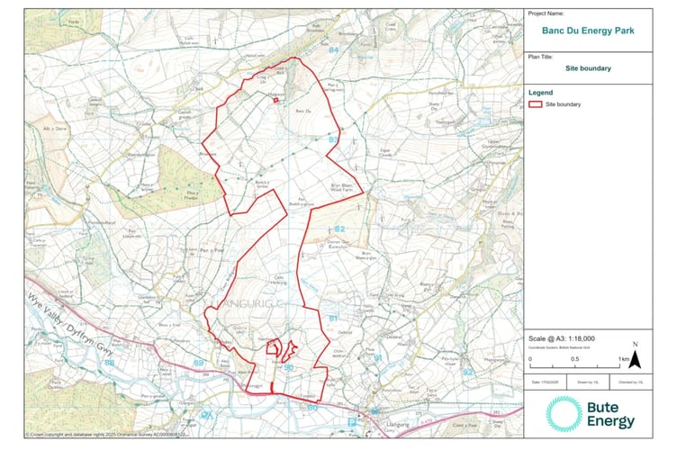 The site boundary for the proposed Banc Du Energy Park