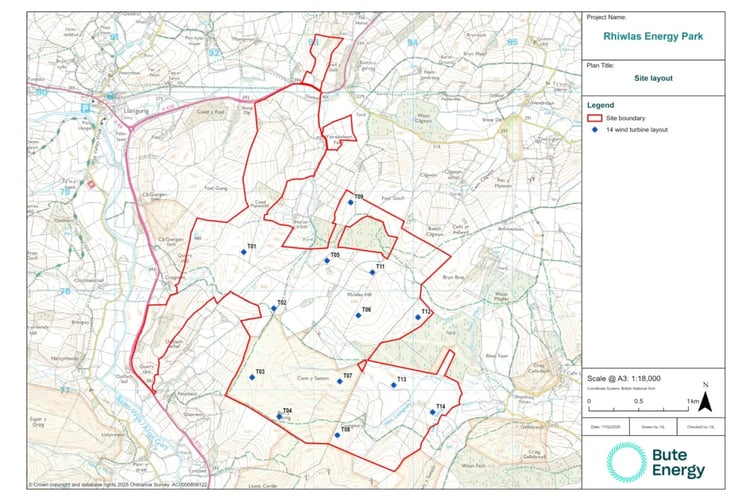 The site boundary for the proposed Rhiwlas Energy Park