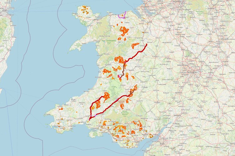 CPRW mapped the Green GEN proposed lines (underground in purple). Planned wind farms are in dark orange, existing wind farms are marked light orange. View the key and interactive map here - https://cprw.org.uk/what-we-do/energy-map/