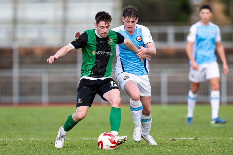 NEWPORT, WALES - 31ST JANUARY 2026: 
Richie Ricketts of Aberystwyth Town in action.
Newport City v Aberystwyth Town in the JD Cymru South at Newport Stadium on the 31st January 2026. (Pic by Lewis Mitchell/FAW)