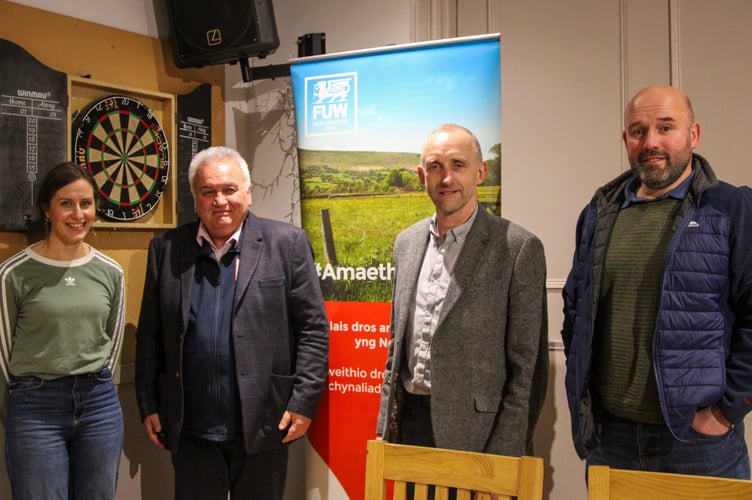 Elain Gwilym, Wyn Williams, Emlyn Roberts, Gwion Rowlands (FUW Meirionnydd Chair)