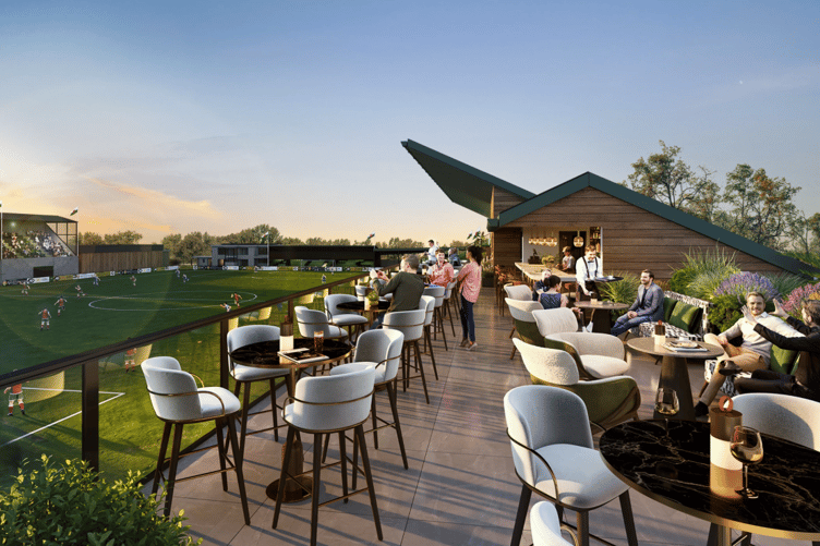 The rooftop terrace and bar area