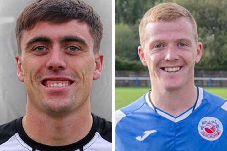 Pwllheli's Steffan Toplis (left) and Nantlle Vale's Ashley Owen