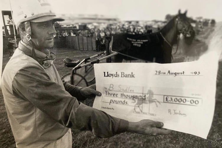 Clifford receiving the winner's cheque in 1993 for the Tregaron Welsh Classic