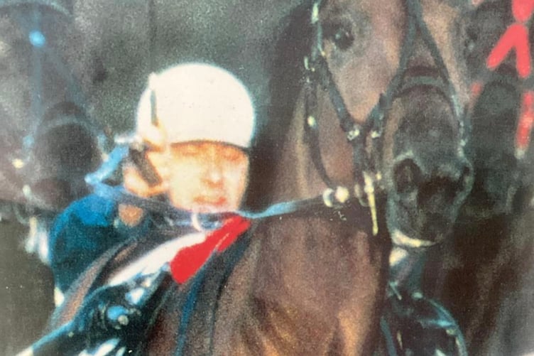 Clifford coming off the last bend at Tregaron on the way to win the Welsh classic with Extra Spring