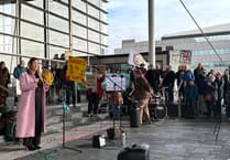 Pylon protestors take to steps of Senedd