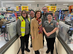 First Minister champions workers' rights in Aberystwyth supermarket