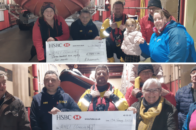 Two-year-old fund raiser Rhiannon Furber and Madoc Yacht Club have joined forces to present £3,544 to Criccieth RNLI.