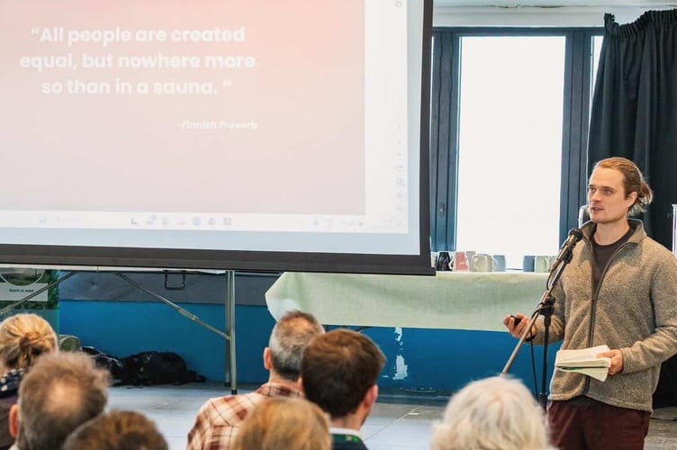 Erannan Bent speaking at the Wellbeing of Future Generations Act 10th anniversary celebration in Aberystwyth. Photo: Like an Egg Productions