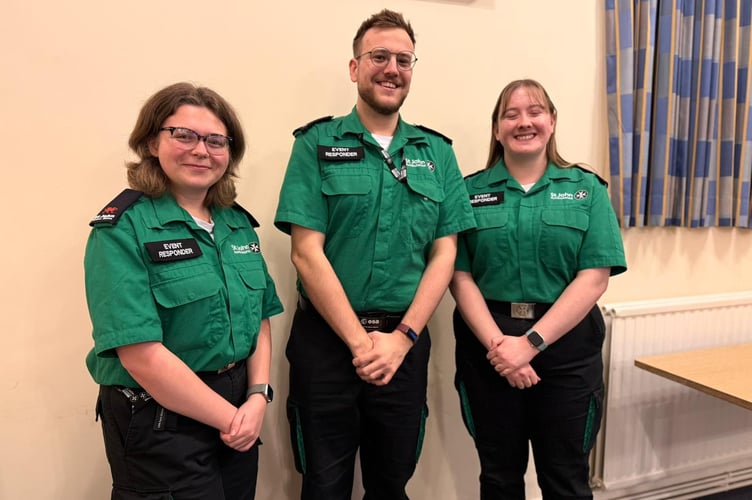 Event Responders Charlotte Johnson, Harry Marsh and Poppy Willis. Photo: St John Ambulance