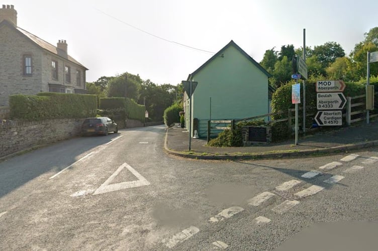 The junction of the B4333 and B4570 at Cwm Cou, Ceredigion