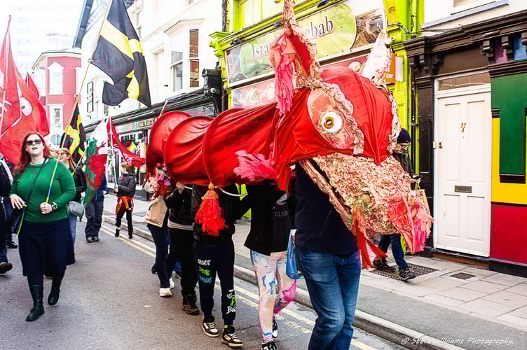 A Welsh Dragon took part in the parade: Photo: Steve Williams Photography