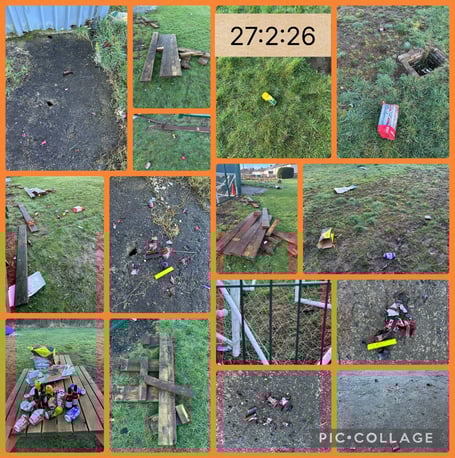 Clwb Peldroed Ieuenctid Y Bala pictures of some of the damage and mess at the site