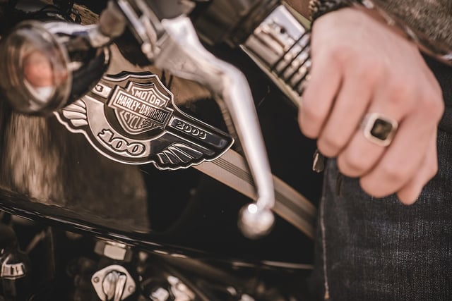 Police officers investigate alleged assault by Harley Davidson riders