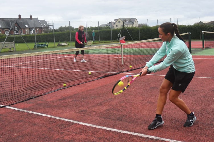Members playing on Aberdyfi tennis courts before the refurbishment work. Photo and additional reporting: Doris O'Keefe