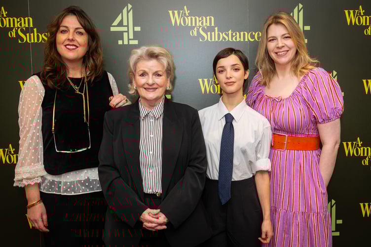 Roanne, far right) with Katherine Jakeways, far left, and Brenda Blethyn and Jessica Reynolds at the London press launch for 'A Woman of Substance'. Photo: Will Johnston Photography