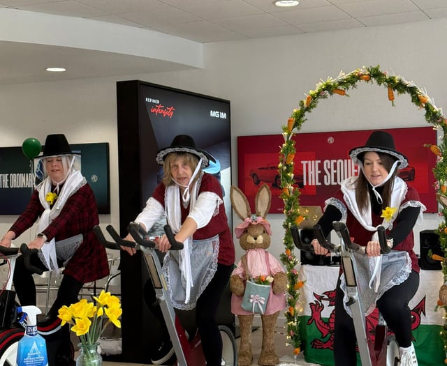 Ceredigion car dealership smash cycling spin challenge