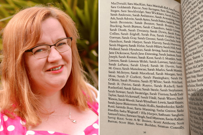 Aberystwyth author Sarah Todd Taylor and her new book, which features her name (nine lines from the bottom)