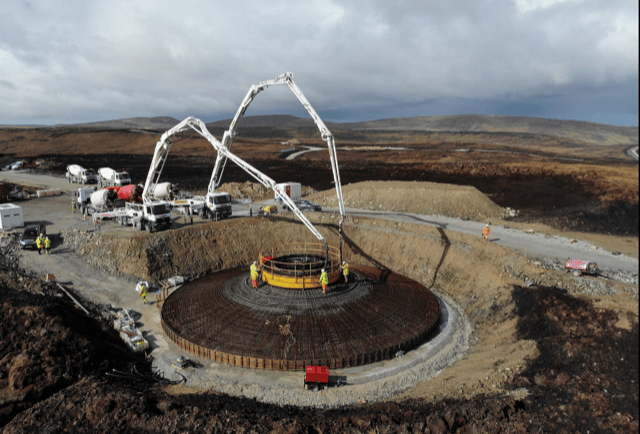 A base being prepared for just one of the new giant wind turbines that are planned across mid and west Wales