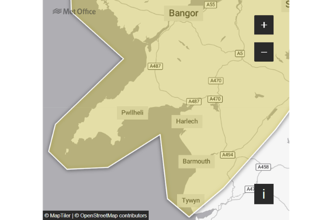 Met Office image of areas affected