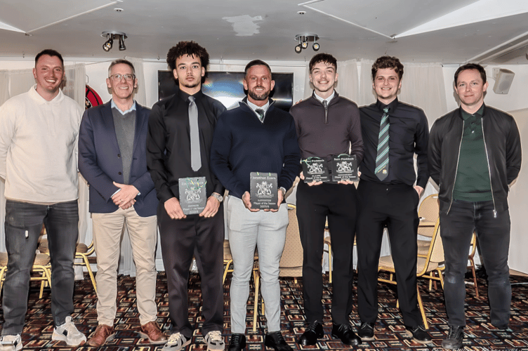Aberystwyth Town award winners Zach McKenzie, Jonathan Evans and Sam Paddock (Photo: Steve Williams)
