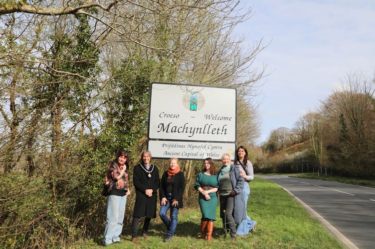 Some of the contributors to Machynlleth's Town of Culture bid, including Cllr Kim Bryan (far left) and Heledd Wyn (second from the right).