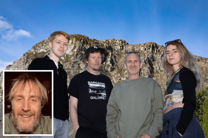 Inset: Actor Rhys Ifans. Main: Cian Clinc, Yannick Hammer, Rhys Roberts and Gwenno Llwyd have worked on the film project. Photos: Mandy Jones