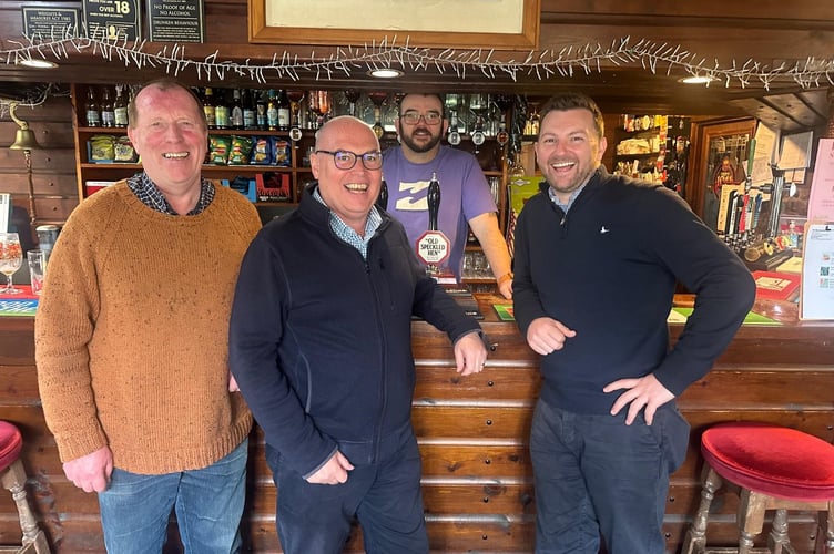 elsh Conservative Candidates - Paul Davies, Samuel Kurtz and Brian Murphy with Owner of the Ship AGround, Dinas