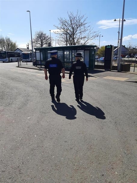 PC 4149 Evans and PCSO 4548 Yuill were out on foot patrol in Pwllheli. Photo: NWP Gwynedd South