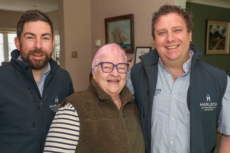 Dan Williams and Chris Carr from Harlech Foodservice with Brione MacMillan. Photo: Rick Matthews