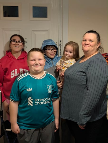 Tracy Williams and four or her five children, including Warren who has ARFID. Photo: Tracy Williams
