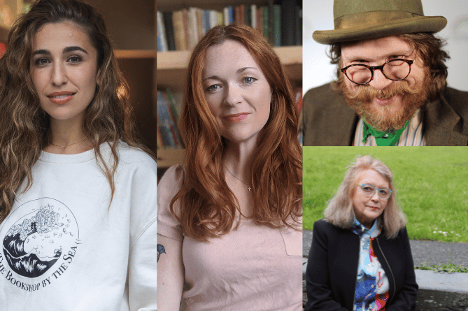 Freya Blyth, Manon Steffan Ros (Photo: Geraint Ros), Menna Elfyn and Proffesor Llusern