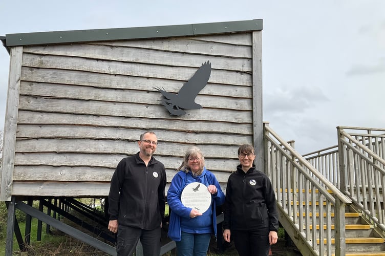 Jo and Nick of Ravens' Way and Visitor Centre Manager, Heather Corfield. Photo: Glaslyn Ospreys