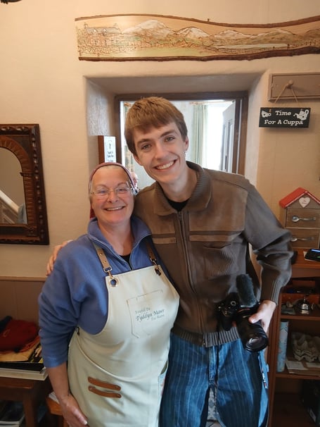 Kath Keir, owner of Tyddyn Mawr Tea Room, and Francis Bourgeois