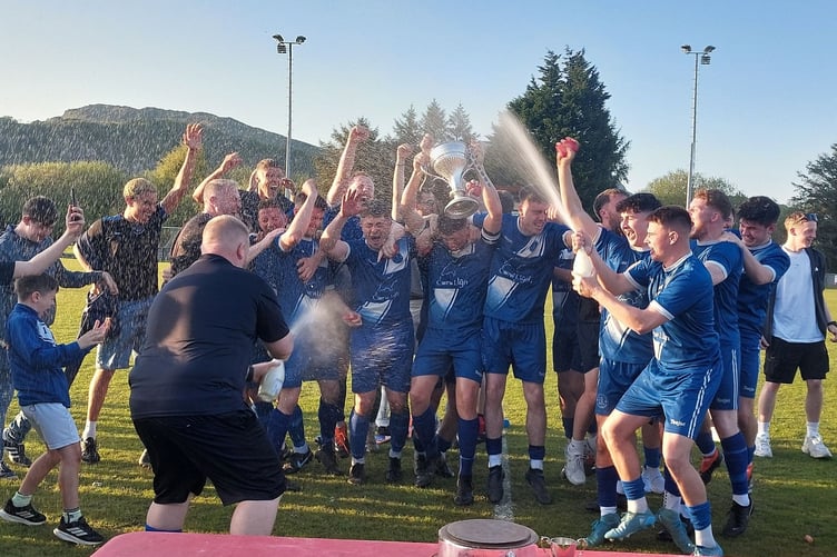 Wild celebrations after Nefyn captain Llyr Williams lifted the cup