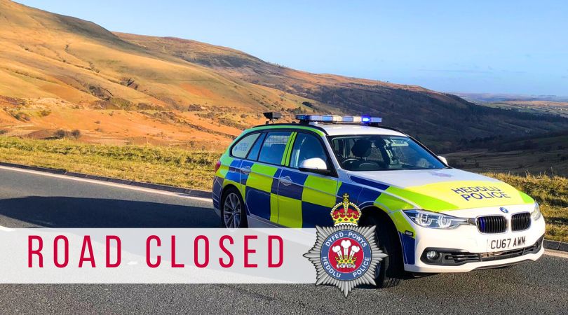 Collision closes main road north of Aberystwyth