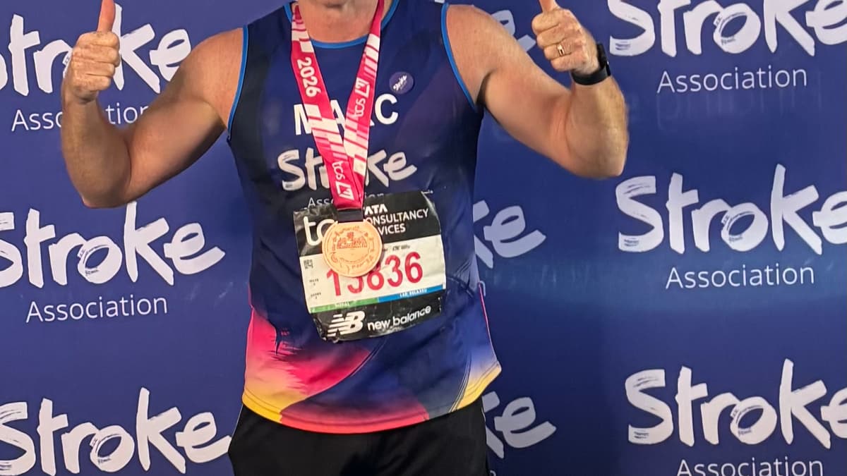 College tutor runs London Marathon a decade after suffering stroke