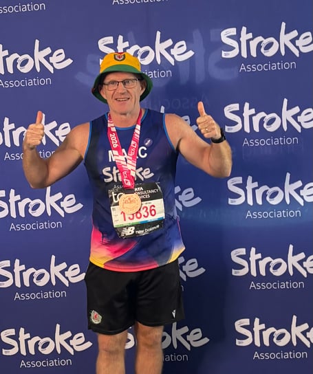 Coleg Menai tutor Marc Williams ran the London Marathon a decade after suffering a stroke