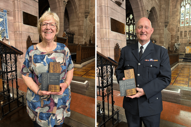 Mari and Ricky with their awards. Photos: Barmouth Town Council