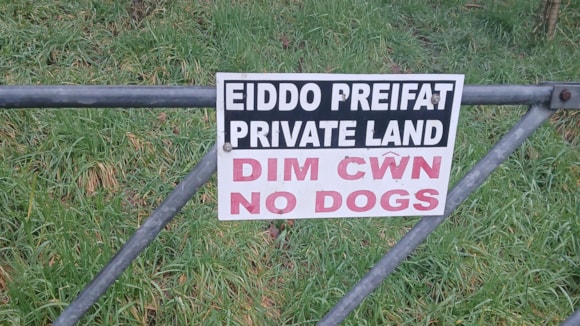 Private land sign on the gate where Clarke accessed the private land to fish